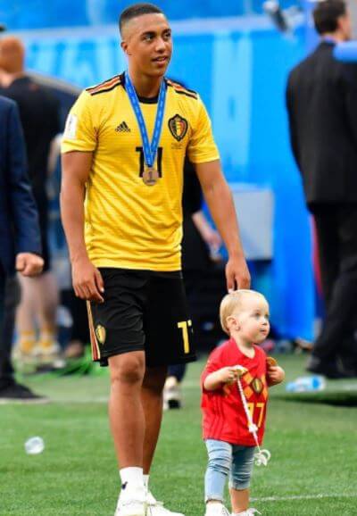 Youri Tielemans with his daughter Leana Tielemans